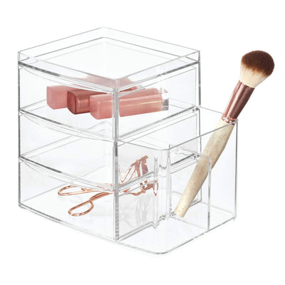 Vanity Cabinet to Hold Makeup Brushes and Caddy Clear Lumina Luxe Beauty